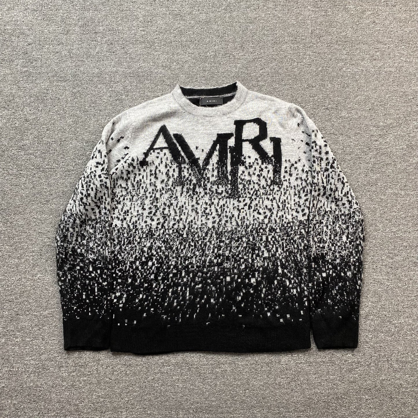 AMIRI STAGGERED GRADIANT CREWNECK GREY