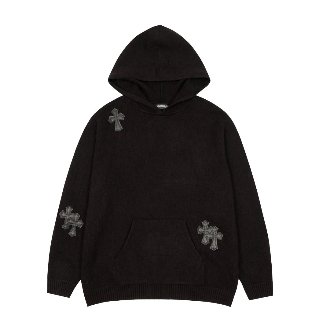 CHROME HEARTS BLACK CROSS PATCH HOODIE BLACK