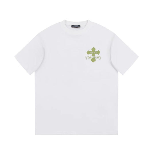 CHROME HEARTS GOLDEN CROSS LOGO T-SHIRT WHITE