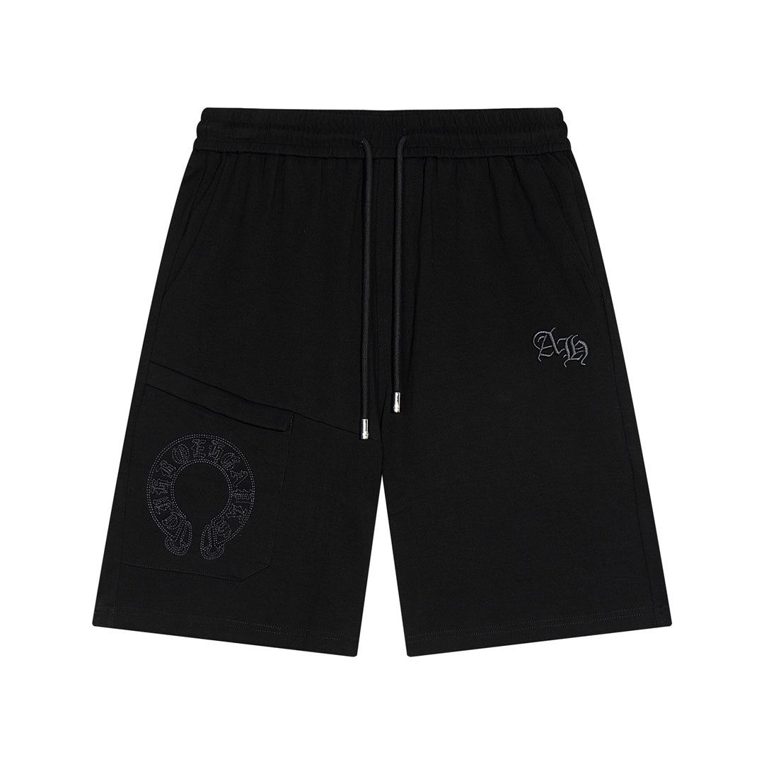 CHROME HEARTS HORSE SHOE LOGO SHORTS BLACK