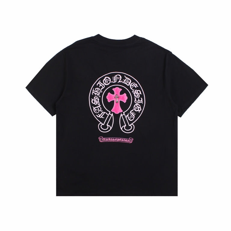 CHROME HEARTS HORSE SHOE LOGO T-SHIRT BLACK PINK