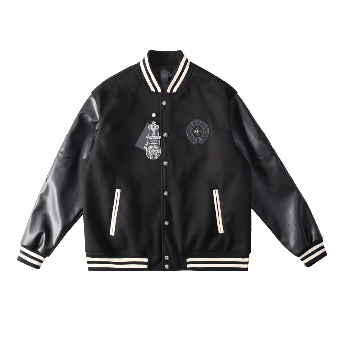 CHROME HEARTS HORSE SHOE LOGO VARSITY JACKET BLACK