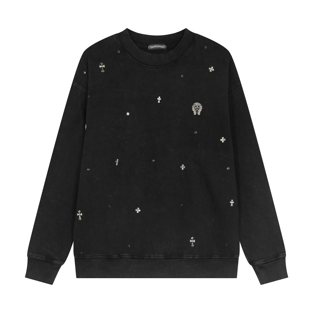 CHROME HEARTS METALLIC CROSS SWEATSHIRT BLACK