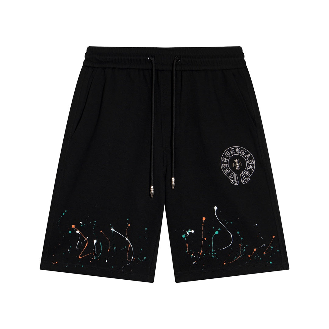 CHROME HEARTS PAINT DRIP SHORTS BLACK