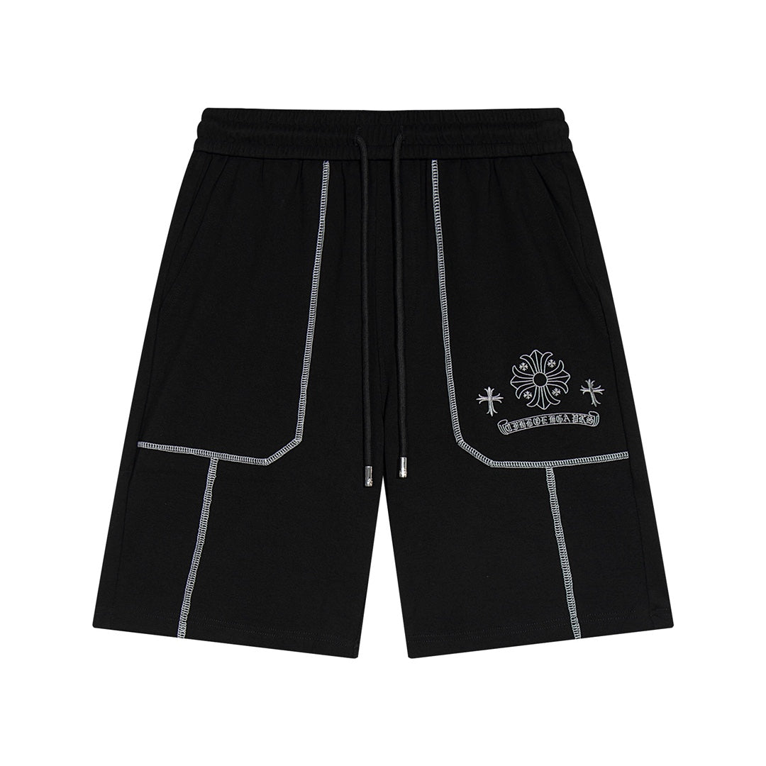 CHROME HEARTS WHITE EMBROIDERY SHORTS BLACK