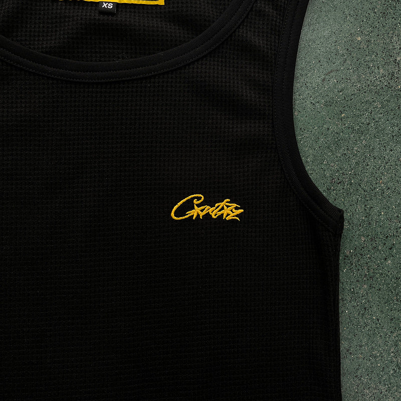 CORTEIZ WAFFLE TANK TOP BLACK