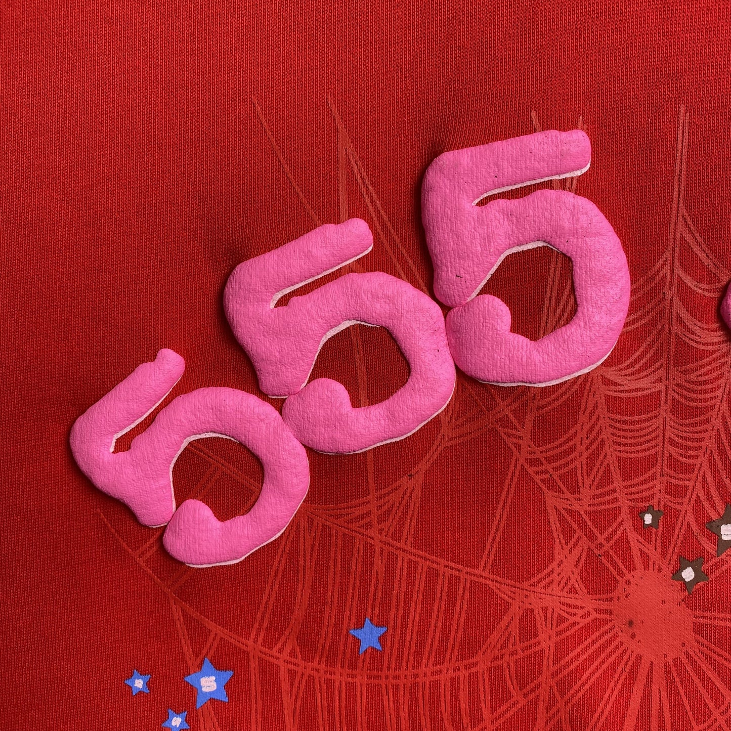 SP5DER WORLDWIDE RED ANGEL NUMBER 555 HOODIE RED