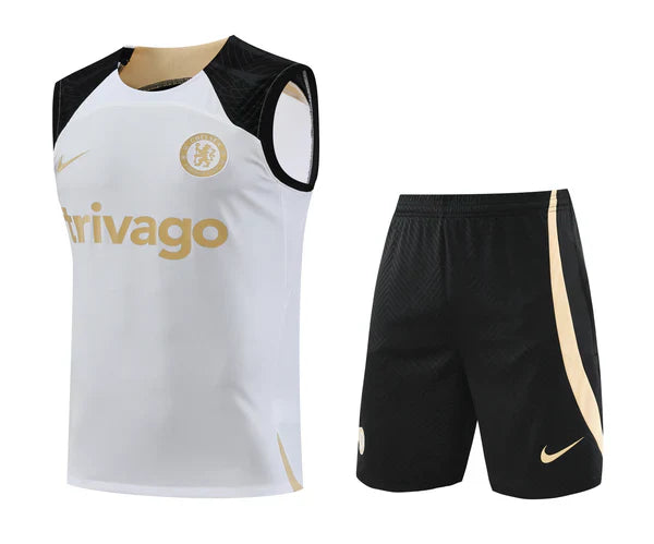 Kit de Treino Regata Chelsea 23/24 - Branco e Dourado