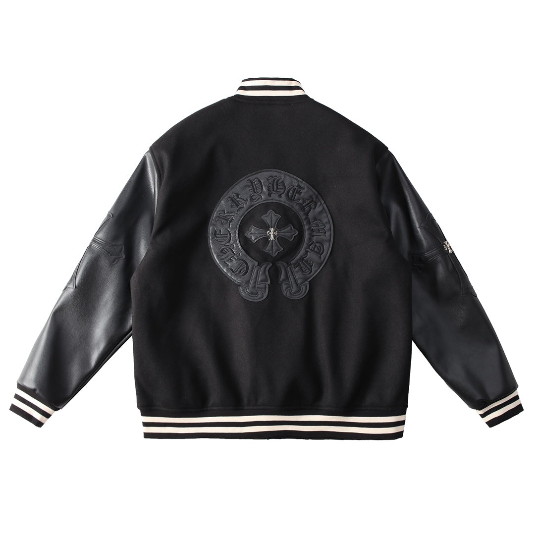 CHROME HEARTS HORSE SHOE LOGO VARSITY JACKET BLACK