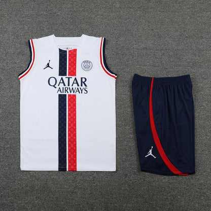 Kit Camisa Regata e Short PSG Branca e Azul 23/24