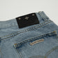 CHROME HEARTS BLACK CROSS PATCH JORTS WASHED DENIM