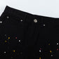CHROME HEARTS PAINT DRIP YELLOW CROSS PATCH JEANS BLACK