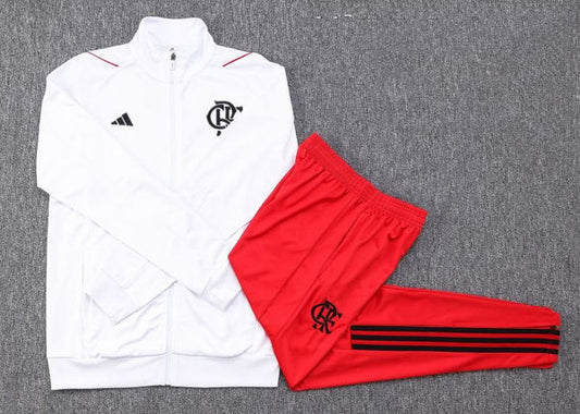 Conjunto Branco Flamengo Pré Jogo 23/24 – Ziper Total