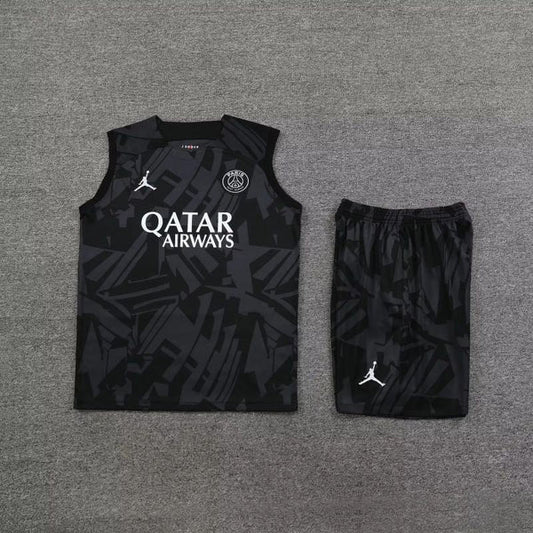 Kit Camisa Regata e Short PSG Preto 23/24