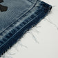 CHROME HEARTS CROSS PATCH BLACK EDGE JORTS WASHED DENIM