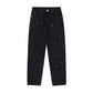 CHROME HEARTS PAINT DRIP YELLOW CROSS PATCH JEANS BLACK