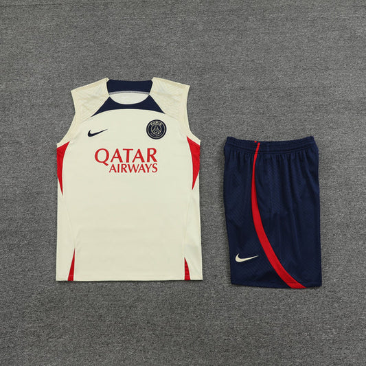 Kit de Treino Regata PSG 23/24 - Bege e Azul