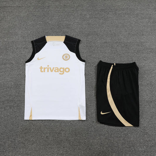 Kit de Treino Regata Chelsea 23/24 - Branco e Dourado