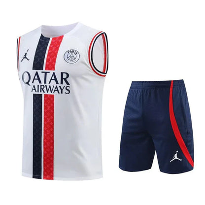 Kit Camisa Regata e Short PSG Branca e Azul 23/24