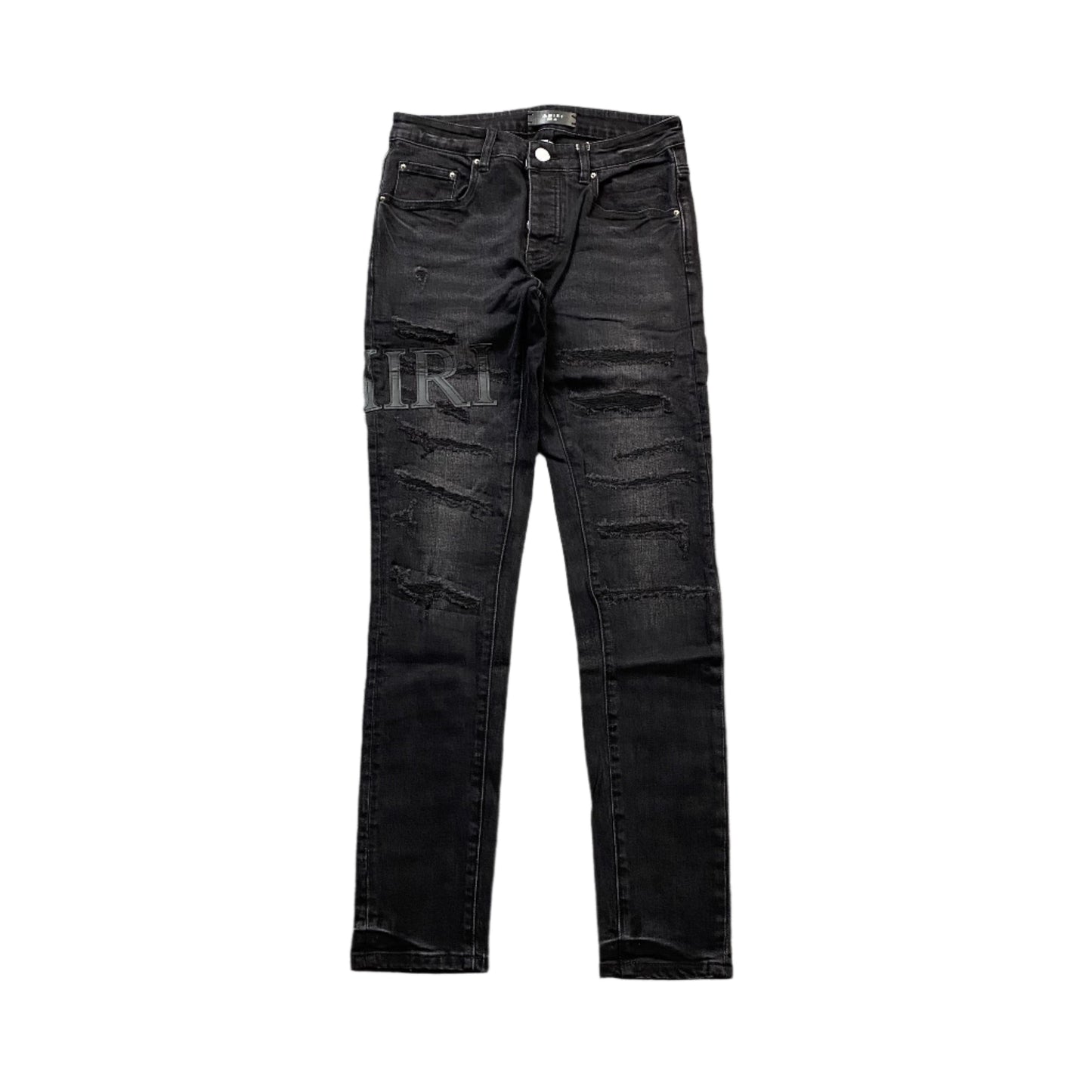 AMIRI CORE APPLIQUE BLACK LEATHER JEANS