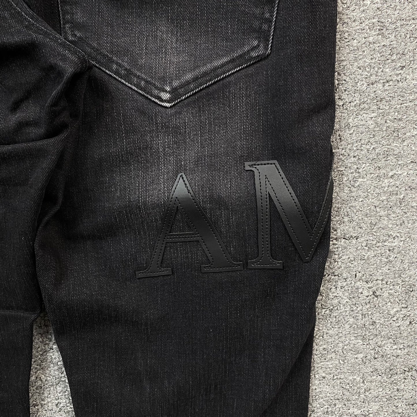 AMIRI CORE APPLIQUE BLACK LEATHER JEANS