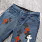 CHROME HEARTS 3 COLOR CROSS BLUE JEANS