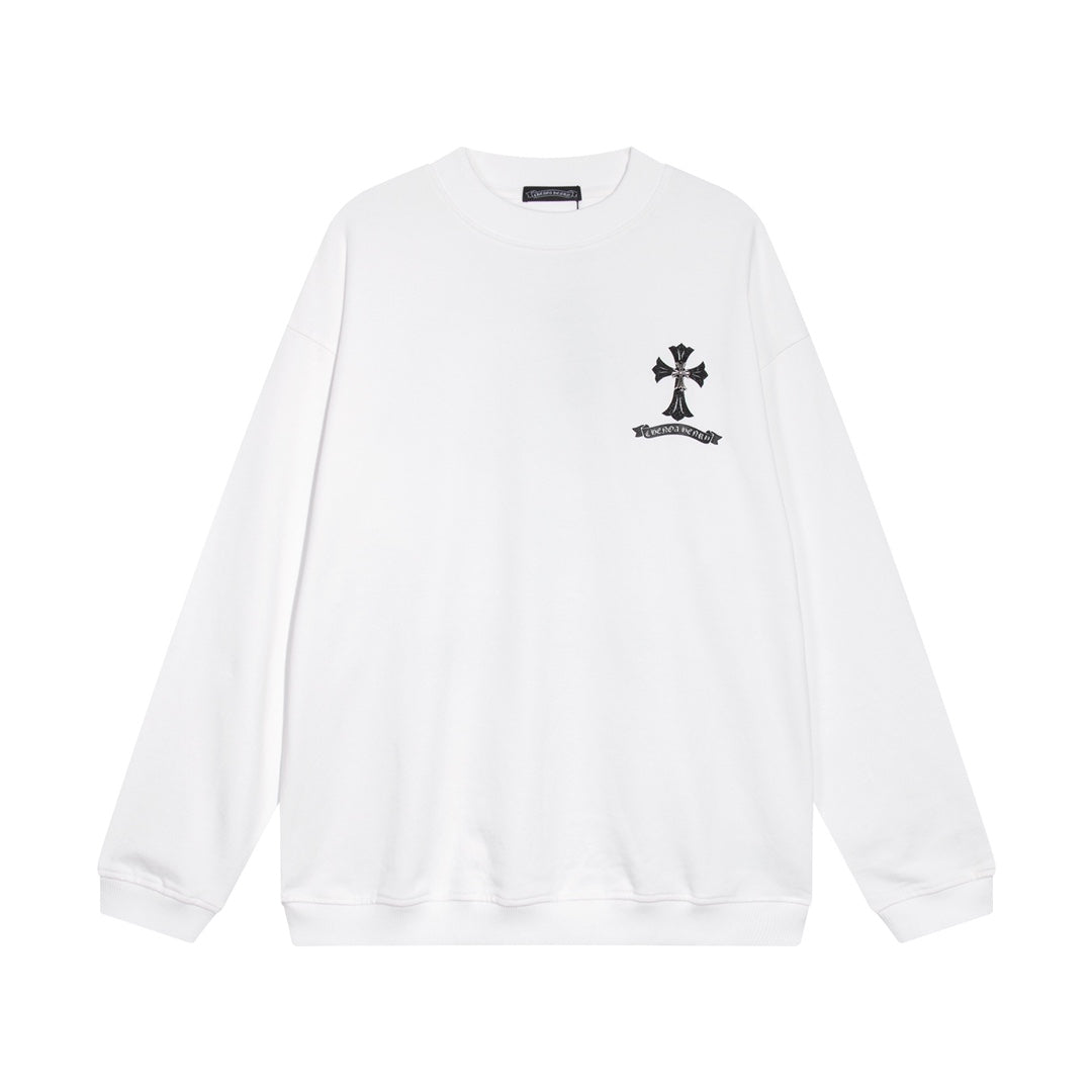 CHROME HEARTS BLACK CROSS SWEATSHIRT WHITE