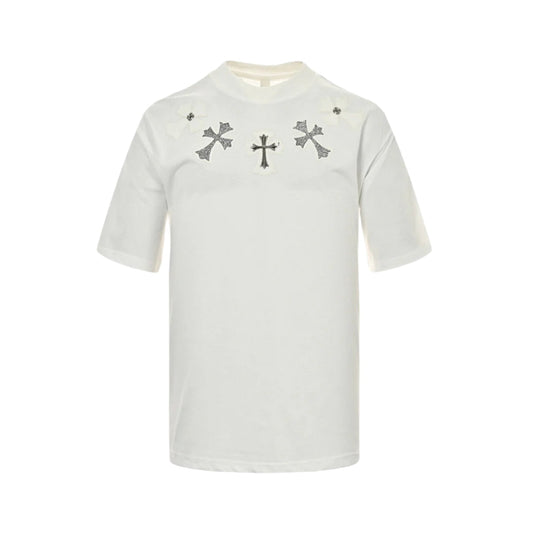 CHROME HEARTS CROSS PATCH COLLAR T-SHIRT WHITE