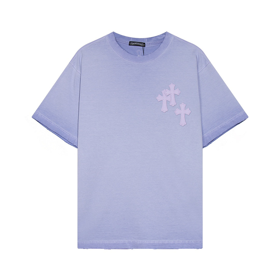 CHROME HEARTS CROSS PATCH T-SHIRT WASHED LIGHT BLUE