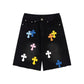 CHROME HEARTS MULTICOLOR CROSS PATCH JORTS BLACK
