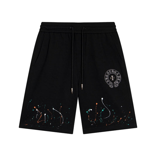 CHROME HEARTS PAINT DRIP SHORTS BLACK