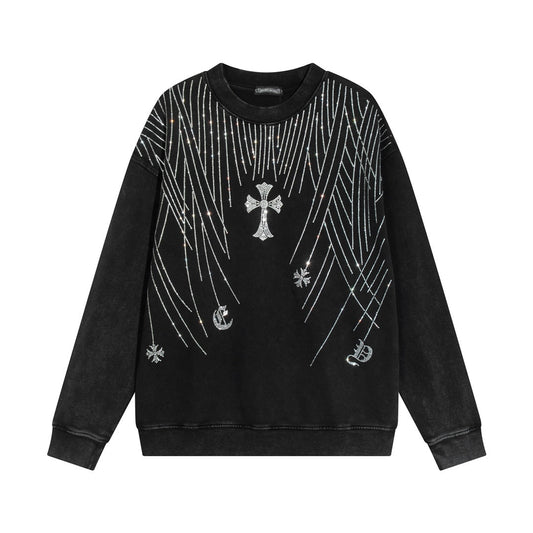 CHROME HEARTS RHINESTONE DESIGN SWEATSHIRT BLACK