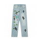 CHROME HEARTS SEX EMBROIDERED JEANS BLUE