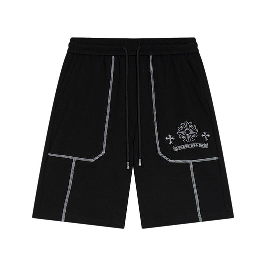 CHROME HEARTS WHITE EMBROIDERY SHORTS BLACK