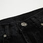 CHROME HEARTS BLACK CROSS PATCH JORTS BLACK