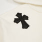 CHROME HEARTS BLACK CROSS PATCH HOODIE WHITE